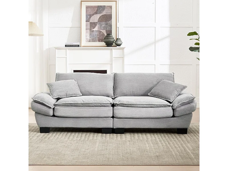 Canapé droit double moderne avec un matelas un coussin suffisant confortable mais spacieux gris clair