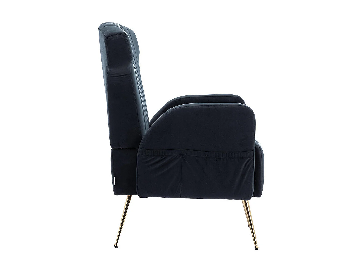 Fauteuil en velours avec pieds en métal doré rembourré chaise d'appoint canapé simple et décontracté avec dossier haut pour salon noir