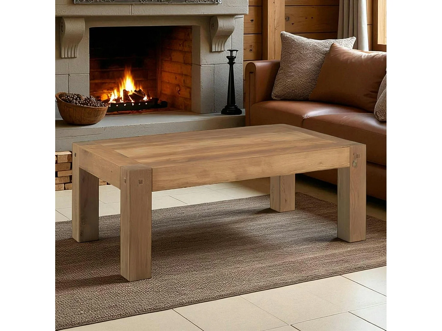 Table basse rectangulaire bois de chêne FJORD
