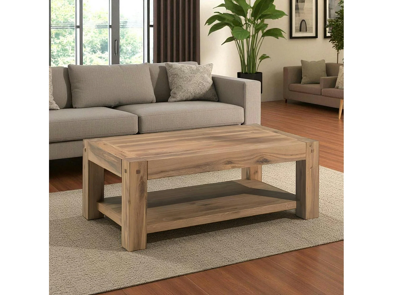 Table basse rustique double plateau FJORD