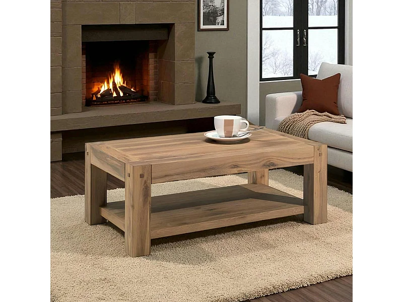 Table basse rustique double plateau FJORD