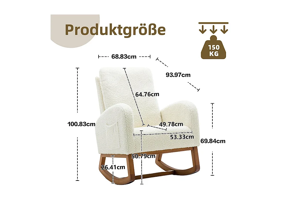 Fauteuil à bascule milieu du siècle fauteuil à bascule décoratif pour salon blanc