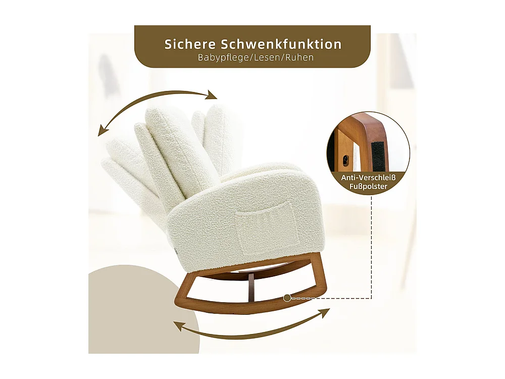 Fauteuil à bascule milieu du siècle fauteuil à bascule décoratif pour salon blanc