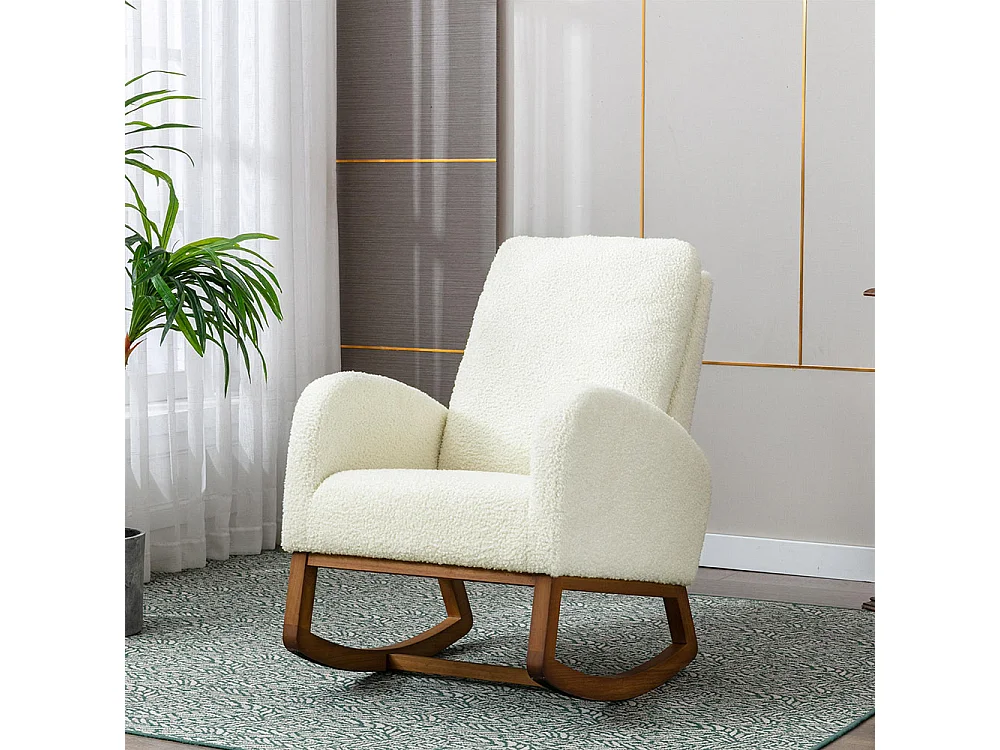 Fauteuil à bascule milieu du siècle fauteuil à bascule décoratif pour salon blanc