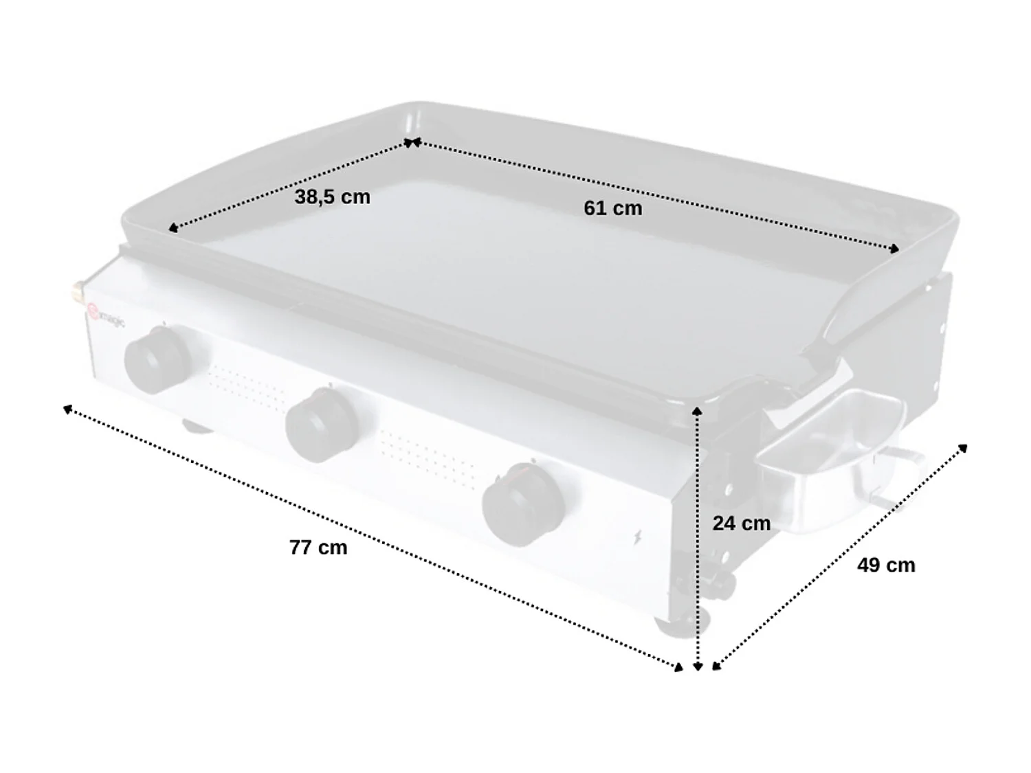 Plancha à gaz à poser 3 brûleurs ANETO - SOMAGIC