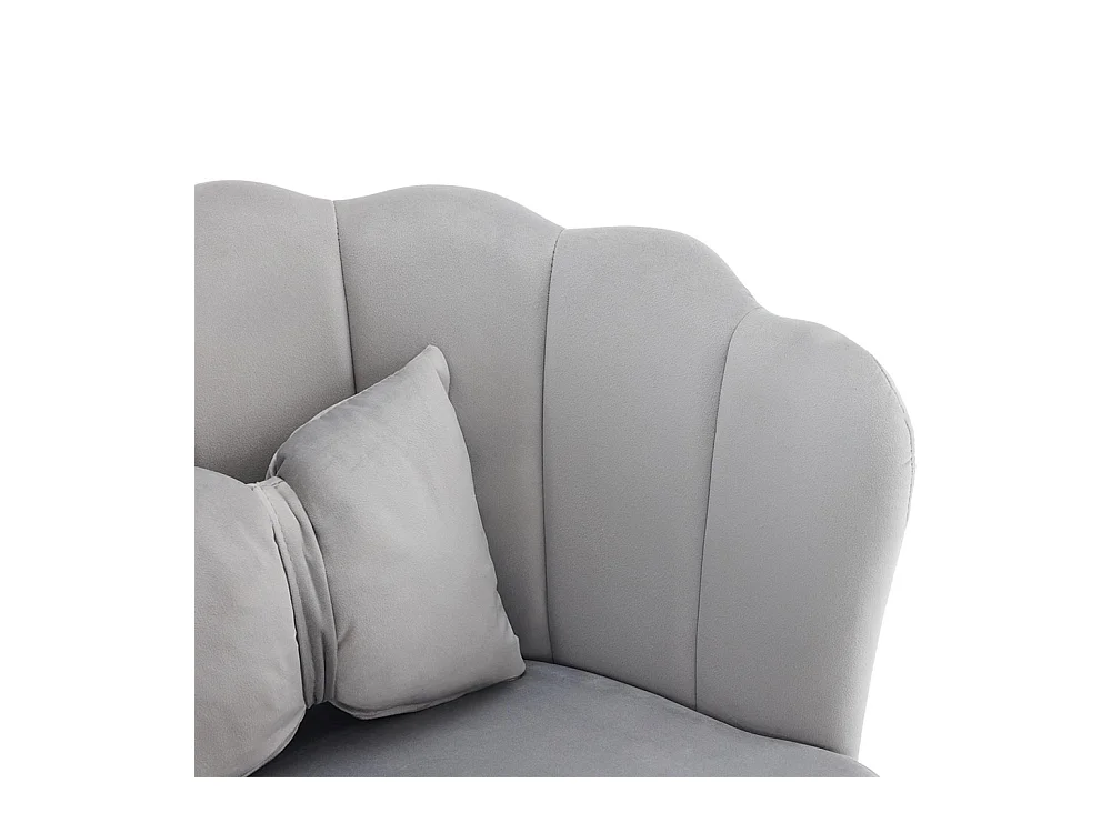 Chaise rembourrées avec dossier en forme de pétale de pieds en métal doré et de coussins en forme de papillon Gris