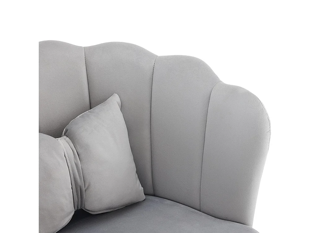 Chaise rembourrées avec dossier en forme de pétale de pieds en métal doré et de coussins en forme de papillon Gris