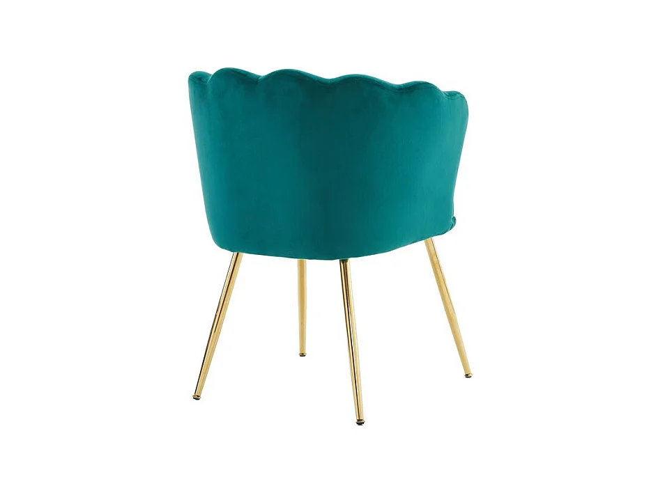 Chaise rembourrées avec dossier en forme de pétale de pieds en métal doré et de coussins en forme de papillon Vert