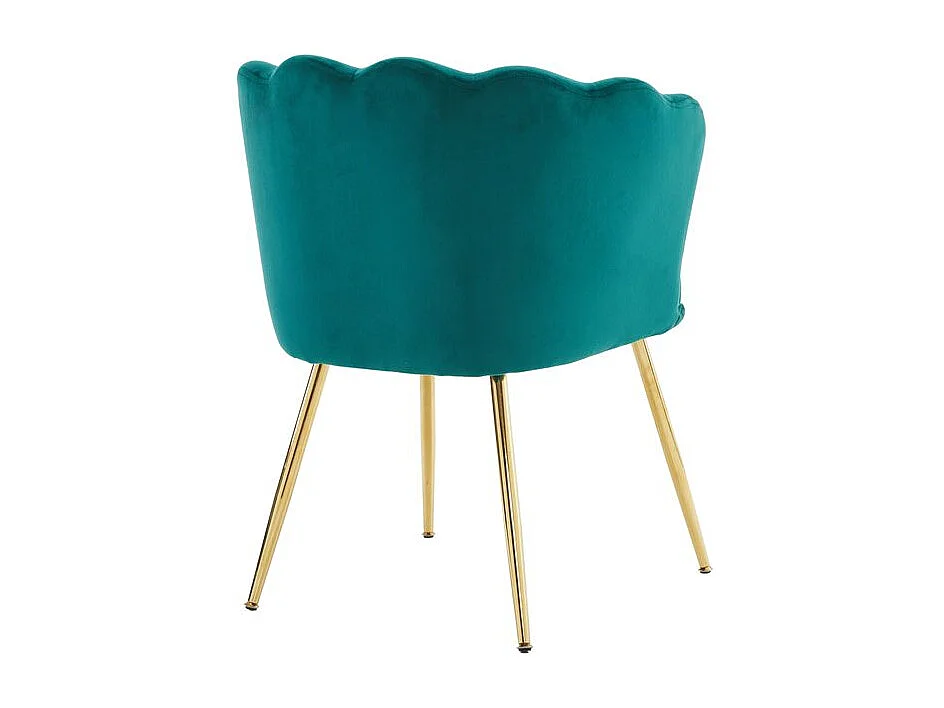 Chaise rembourrées avec dossier en forme de pétale de pieds en métal doré et de coussins en forme de papillon Vert