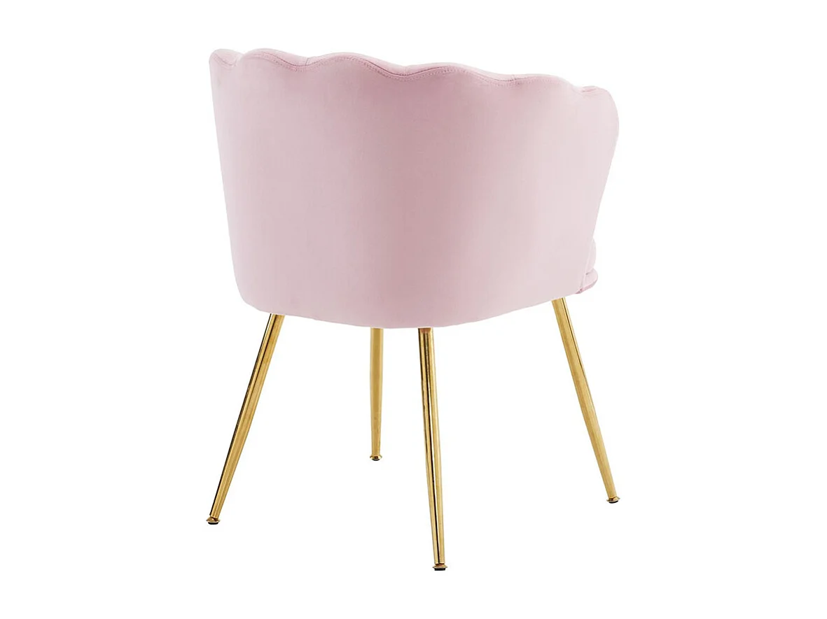 Chaise Lot de 6 rembourrées avec dossier en forme de pétale de pieds en métal doré et de coussins en forme de papillon Rose