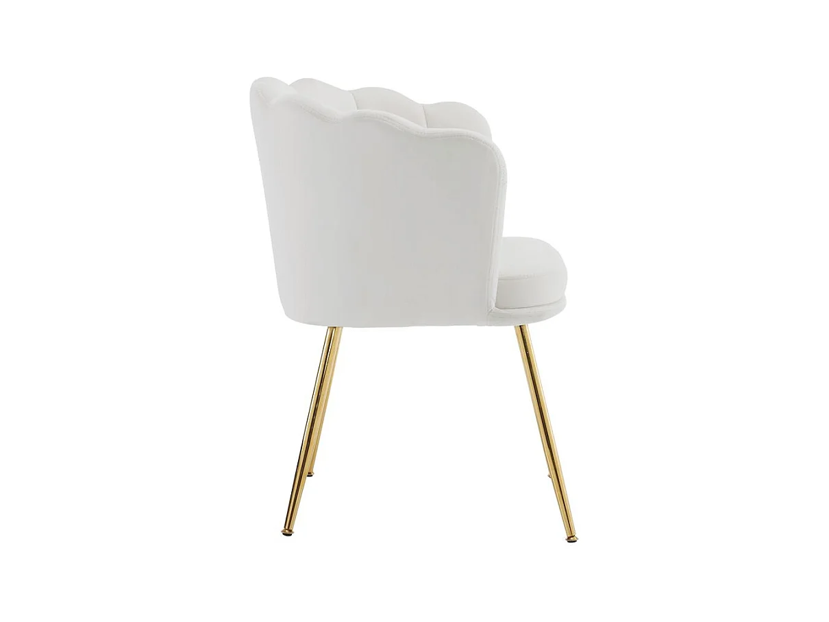 Chaise rembourrées avec dossier en forme de pétale de pieds en métal doré et de coussins en forme de papillon Beige