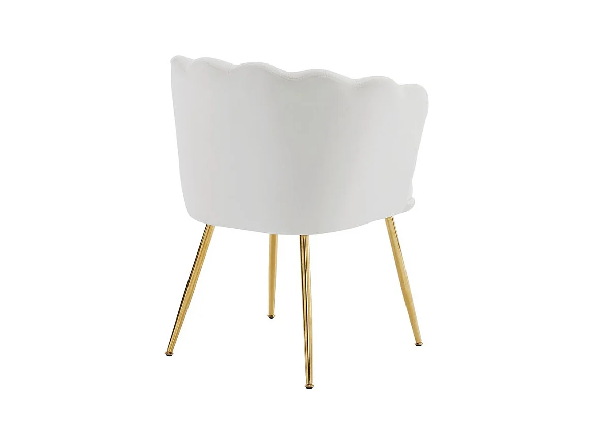 Chaise rembourrées avec dossier en forme de pétale de pieds en métal doré et de coussins en forme de papillon Beige