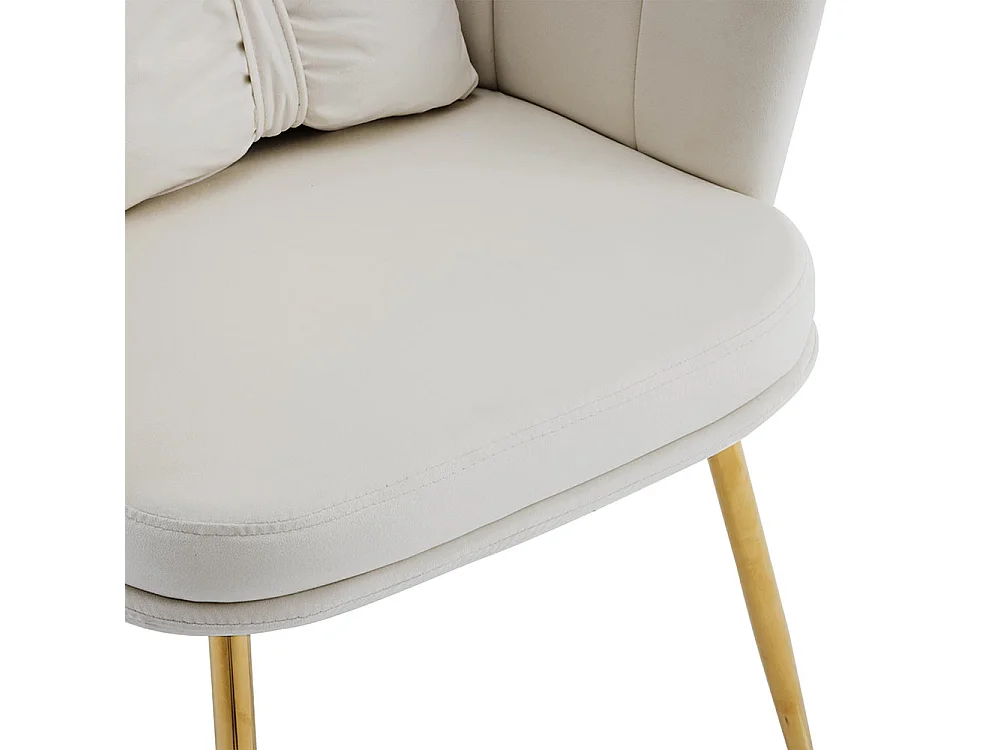 Chaise rembourrées avec dossier en forme de pétale de pieds en métal doré et de coussins en forme de papillon Beige