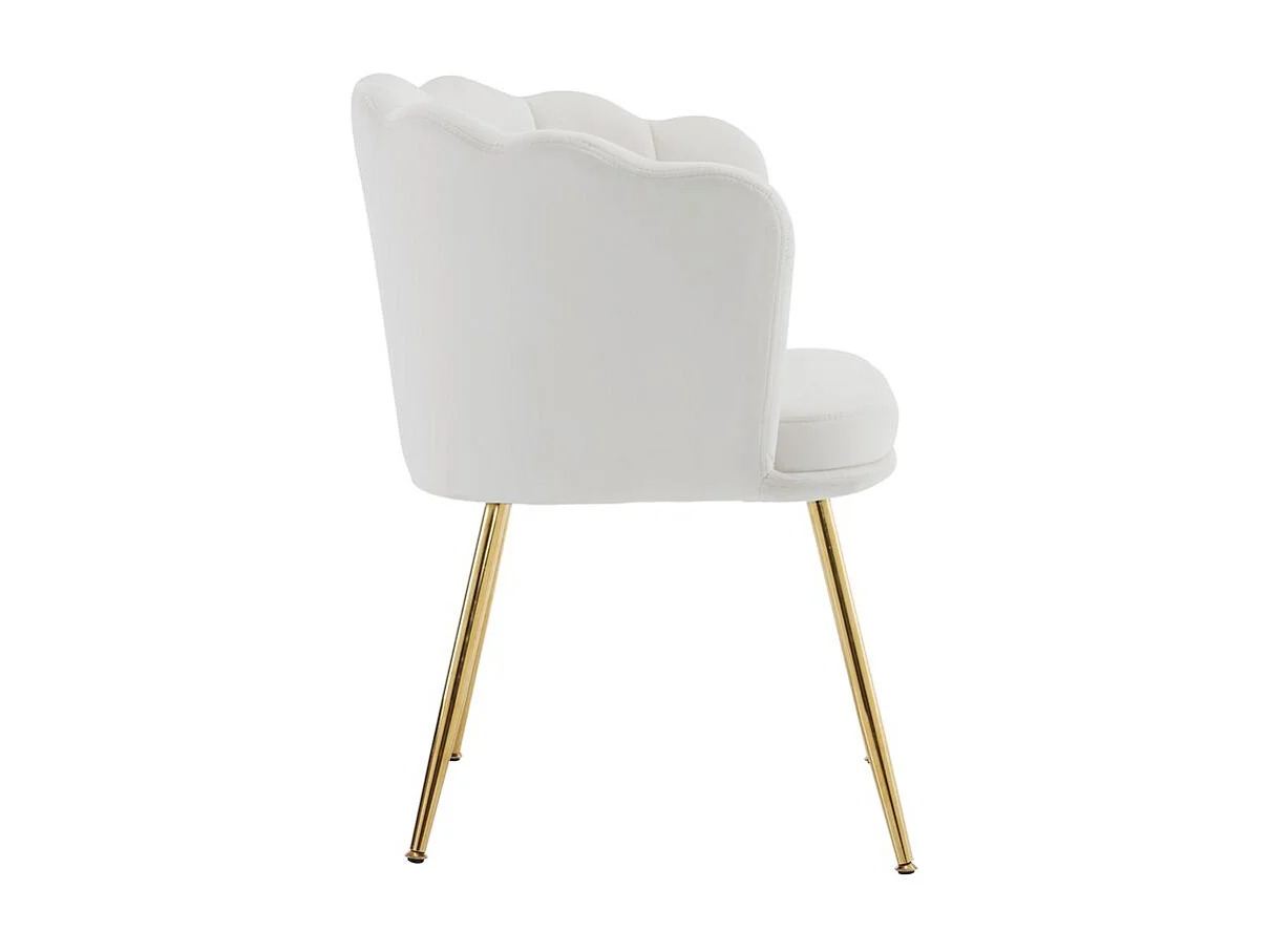 Chaise rembourrées avec dossier en forme de pétale de pieds en métal doré et de coussins en forme de papillon Beige