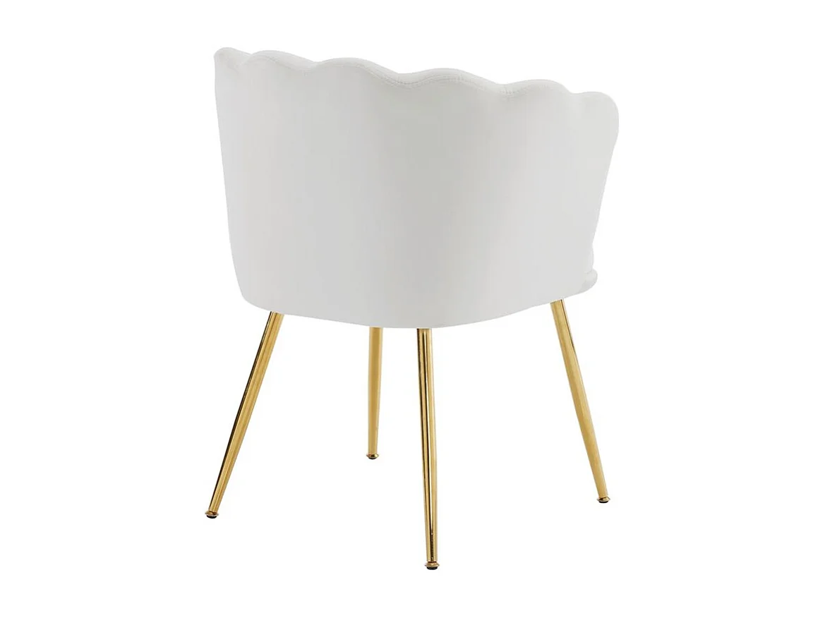 Chaise rembourrées avec dossier en forme de pétale de pieds en métal doré et de coussins en forme de papillon Beige