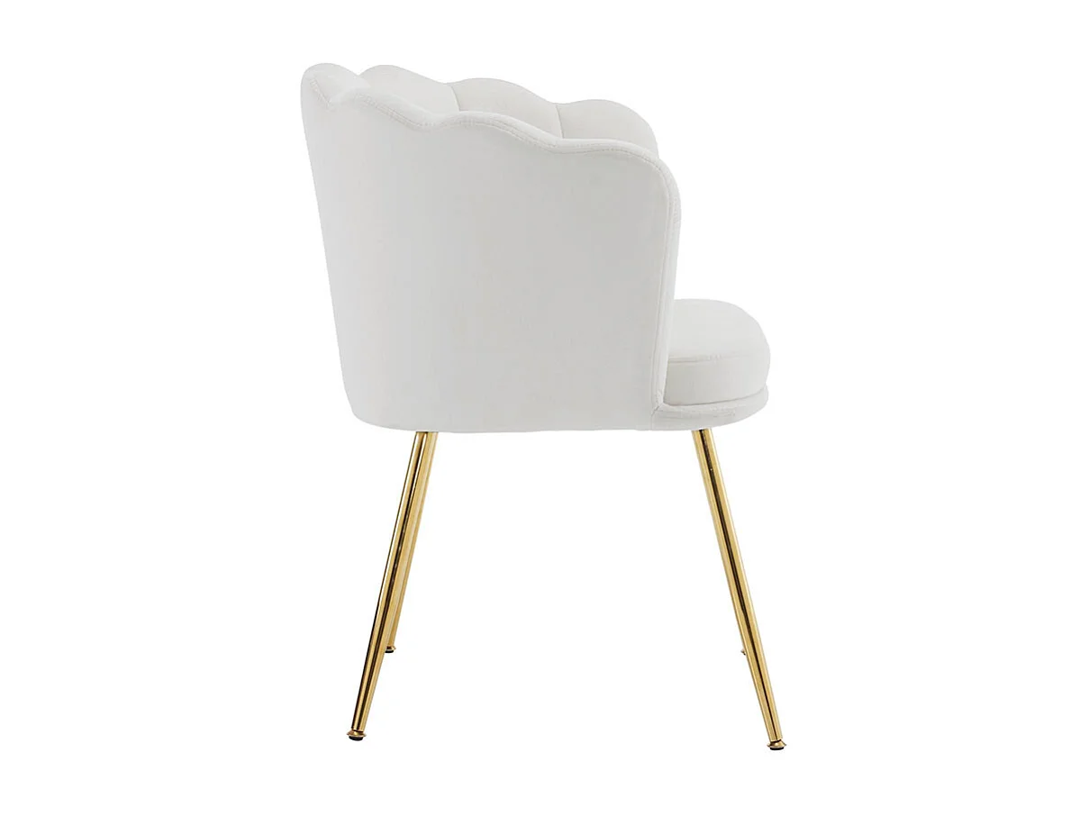 Chaise Lot de 6 rembourrées avec dossier en forme de pétale de pieds en métal doré et de coussins en forme de papillon Beige