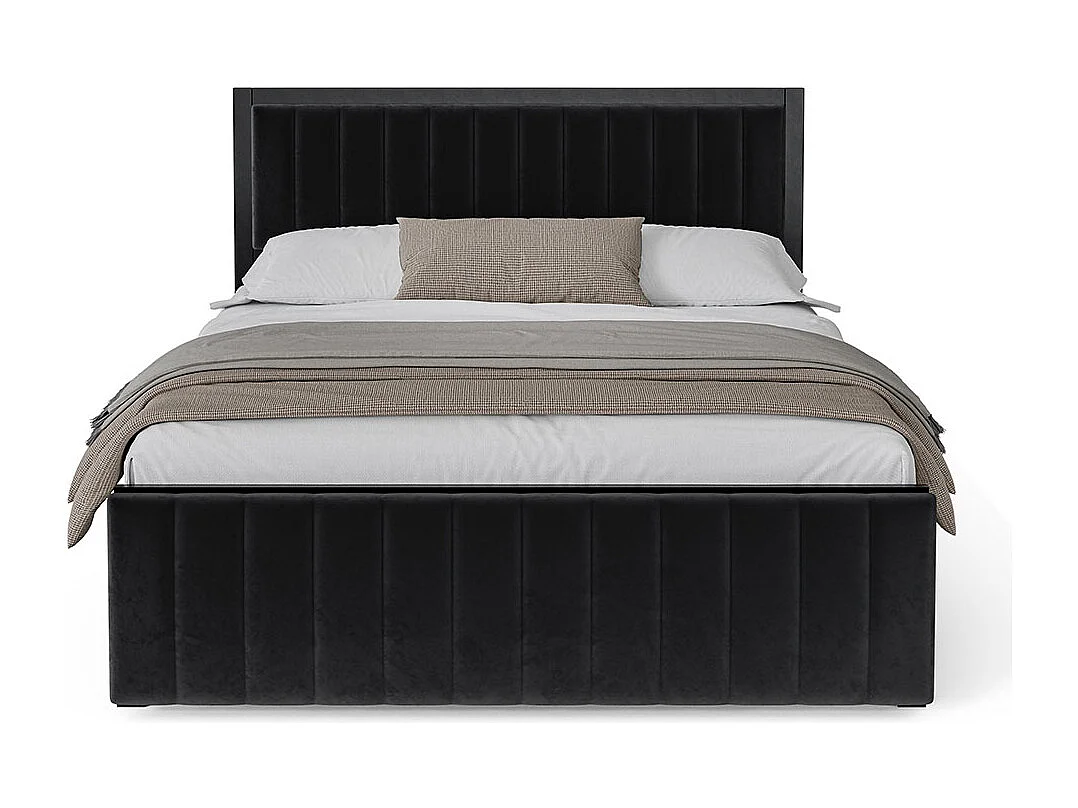 Lit adulte lit rembourré 160x200 avec banquette d'extrémité avec organisation cadre de lit en fer lit pour adolescents lit pour adultes velours noir