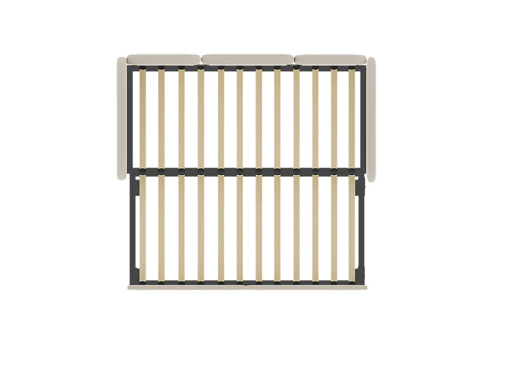 Lit gigogne 90x200 lit de jour double avec tiroirs de rangement lit rembourré en velours beige