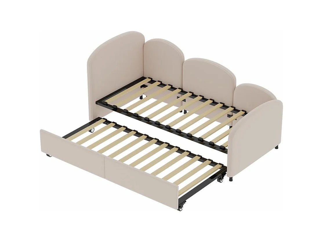 Lit gigogne 90x200 lit de jour double avec tiroirs de rangement lit rembourré en velours rose