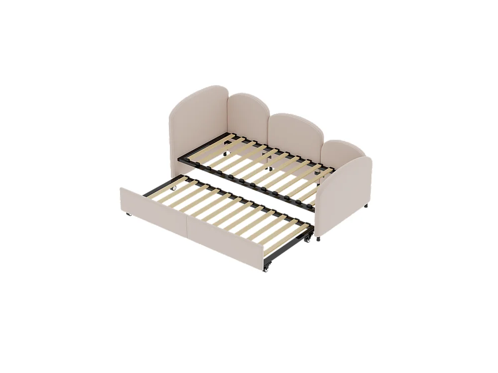 Lit gigogne 90x200 lit de jour double avec tiroirs de rangement lit rembourré en velours rose