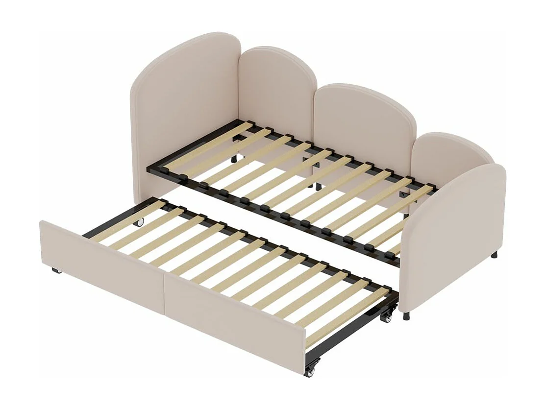 Lit gigogne 90x200 lit de jour double avec tiroirs de rangement lit rembourré en velours rose