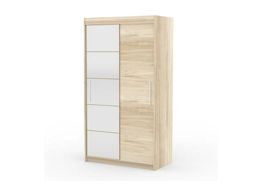 Kleiderschrank Etta (120cm)/Schiebetüren/Spiegel/Sonoma