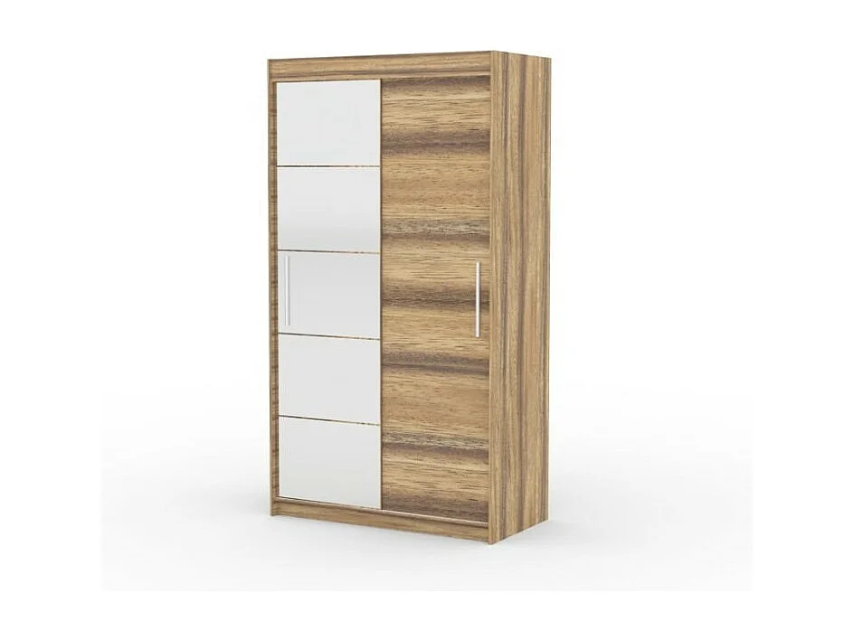 Armadio Etta (120cm)/ante scorrevoli/specchio/Marrone