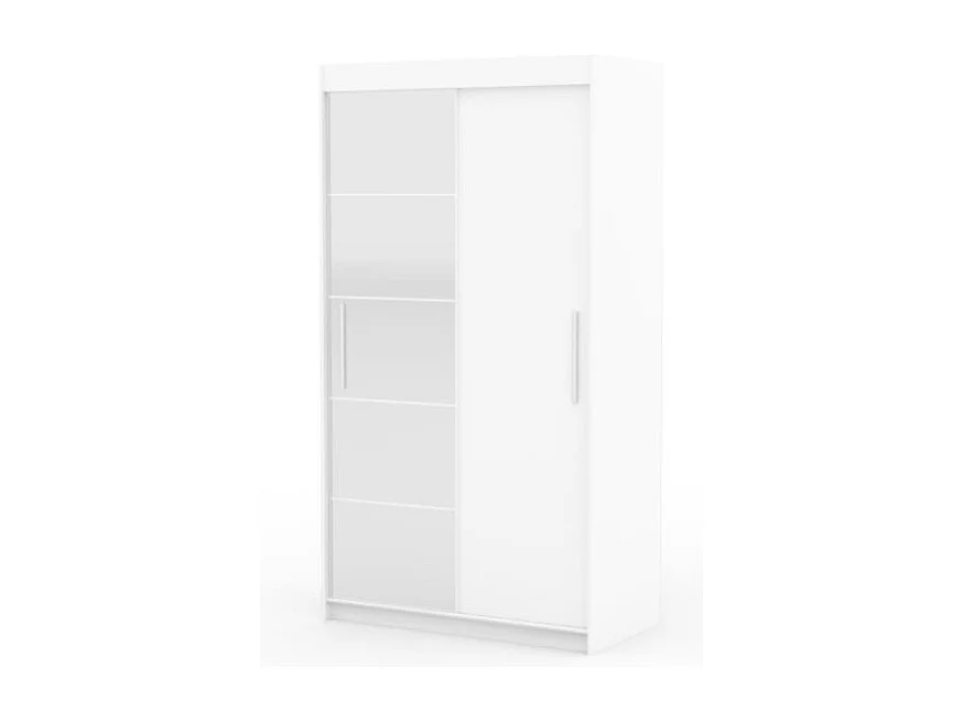 Armadio Etta (120cm)/ante scorrevoli/specchio/Bianco