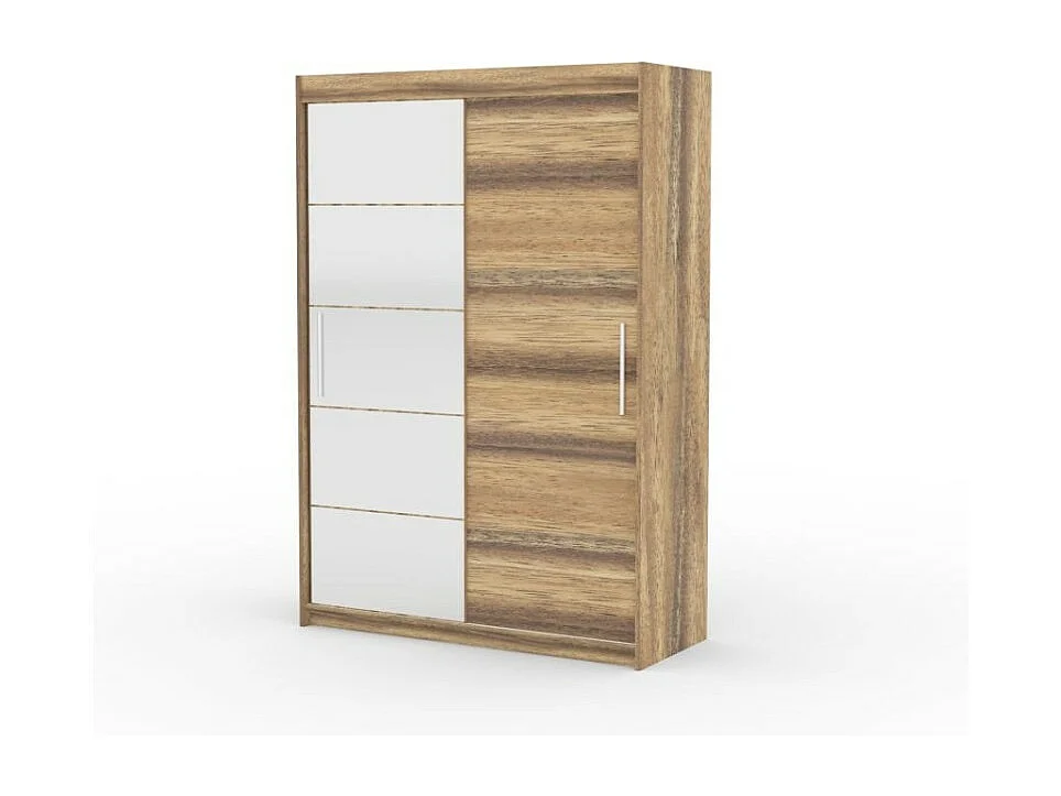 Armadio Etta (150cm)/ante scorrevoli/specchio/Marrone