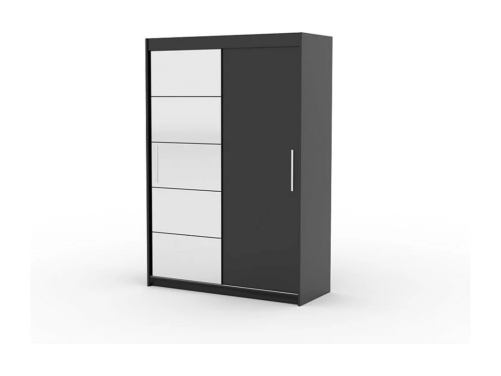 Armadio Etta (150cm)/ante scorrevoli/specchio/Nero