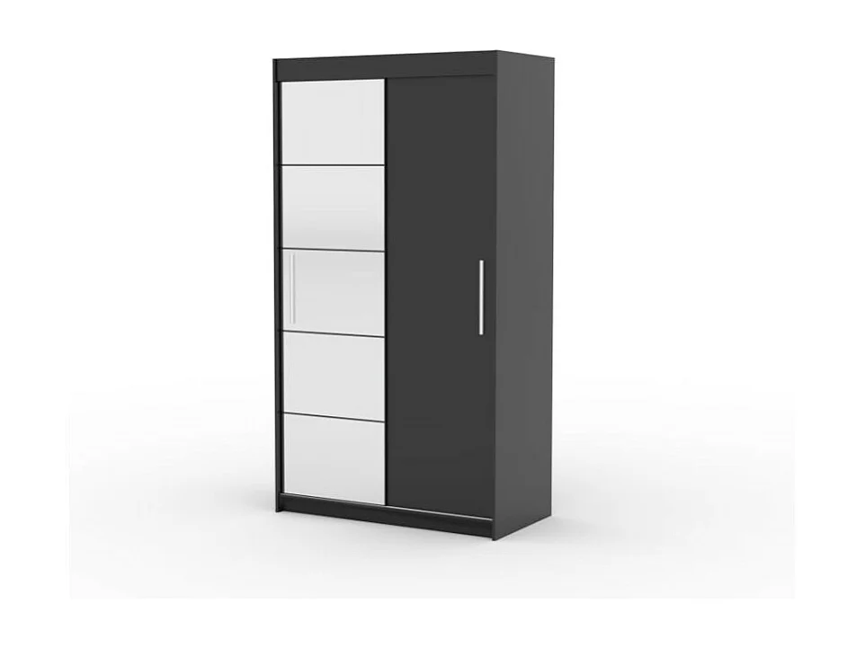 Armadio Etta (120cm)/ante scorrevoli/specchio/Nero