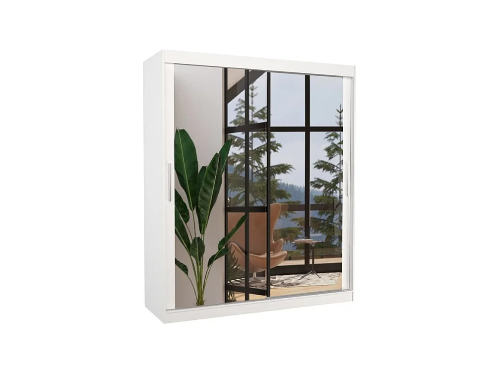 Armoire Elio (180cm)/portes coulissantes/miroir/Blanc