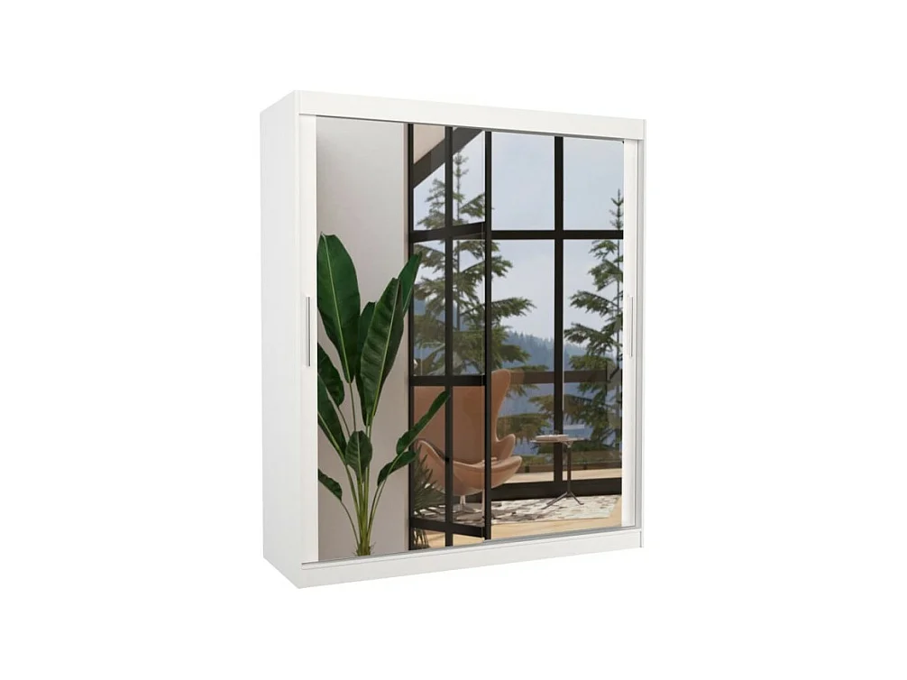 Armoire Elio (180cm)/portes coulissantes/miroir/Blanc