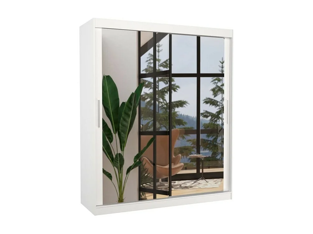 Kleiderschrank Elio (180cm)/Schiebetüren/Spiegel/Weiss