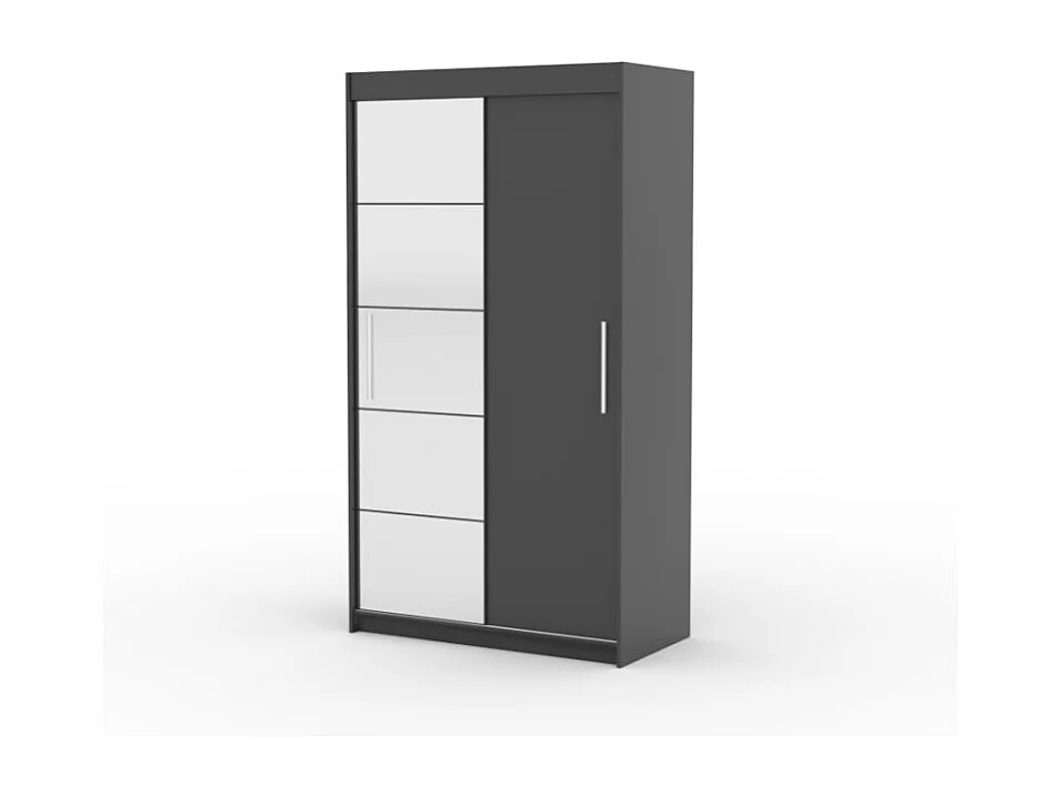 Armoire Etta (120cm)/portes coulissantes/miroir/Gris
