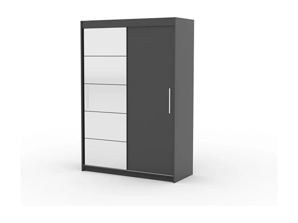 Armadio Etta (150cm)/ante scorrevoli/specchio/Grigio