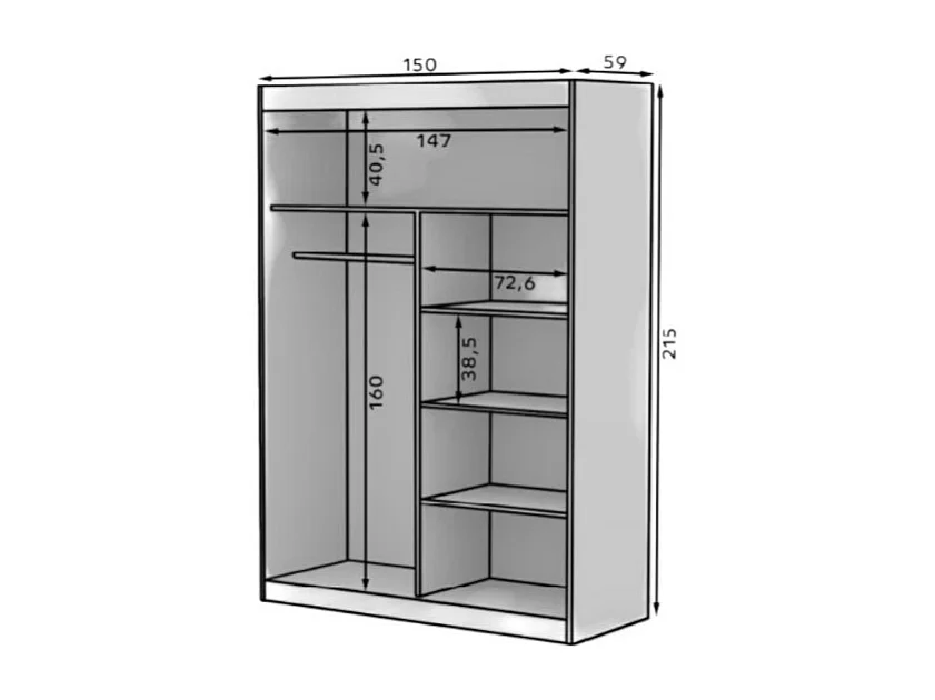 Armoire Etta (150cm)/portes coulissantes/miroir/Sonoma