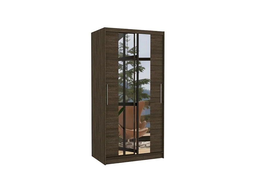 Armadio Dion (100cm)/ante scorrevoli/specchio/Marrone