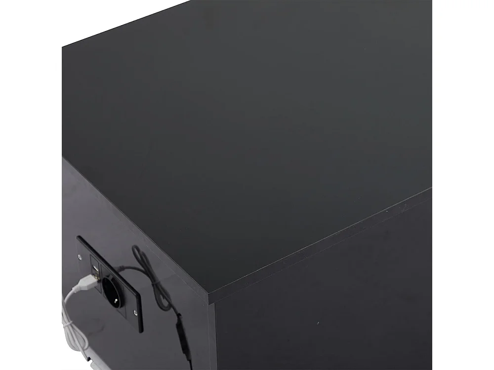 Table basse avec éclairage LED et espace de rangement moderne noire brillante caché table d'appoint avec élévation hydraulique