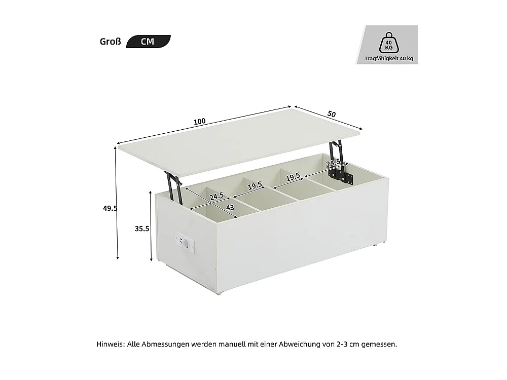 Table basse avec éclairage LED et espace de rangement moderne blanche brillante caché table d'appoint avec élévation hydraulique
