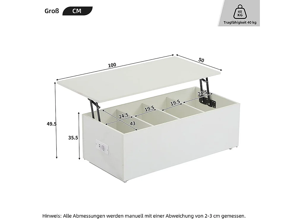Table basse avec éclairage LED et espace de rangement moderne blanche brillante caché table d'appoint avec élévation hydraulique