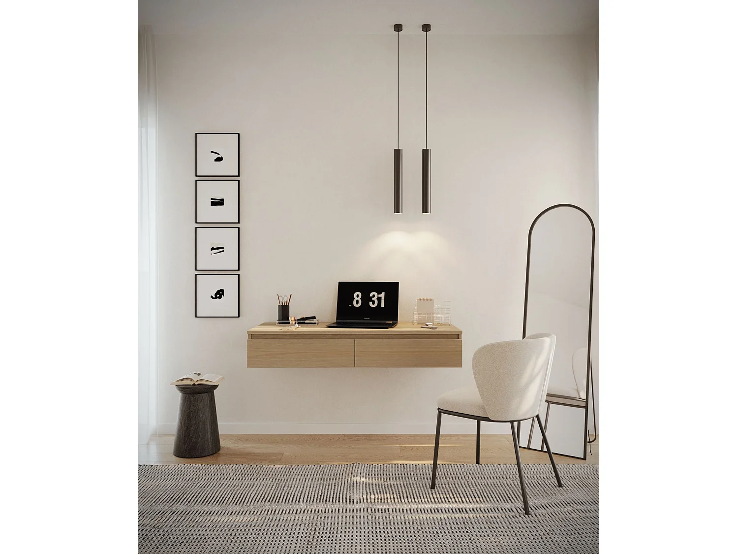 Coiffeuse bureau avec 2 tiroirs - 120 cm - chêne de Lindberg- BEMMI