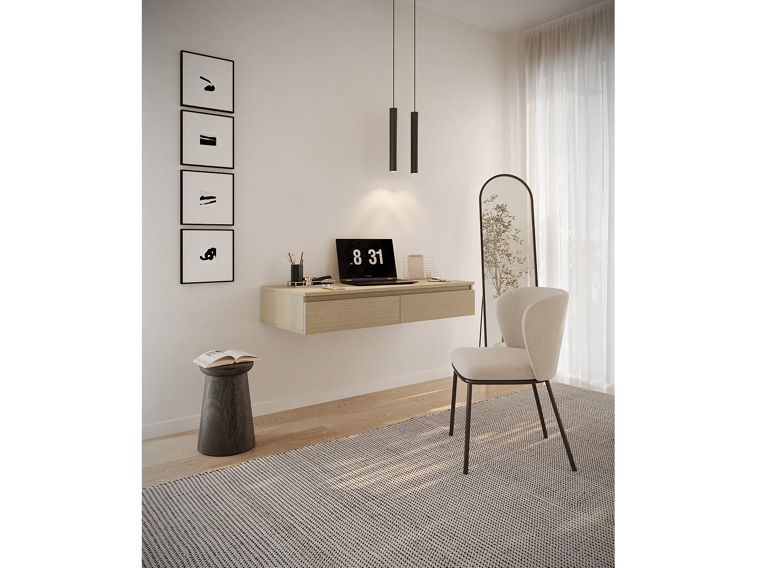Tocador con scrivania e 2 cassetti -120 cm -rovere di Lindberg -BEMMI