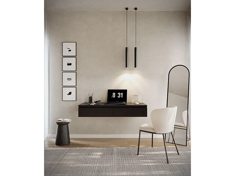 Coiffeuse avec bureau 2 tiroirs - 120 cm - noir- BEMMI