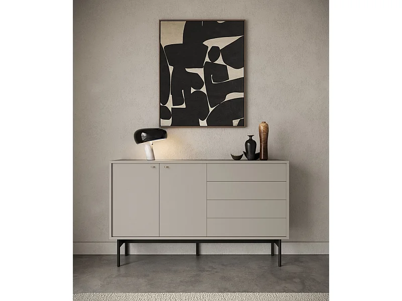 Buffet 2 portes avec 2 tiroirs - 154cm - grège - OLAR