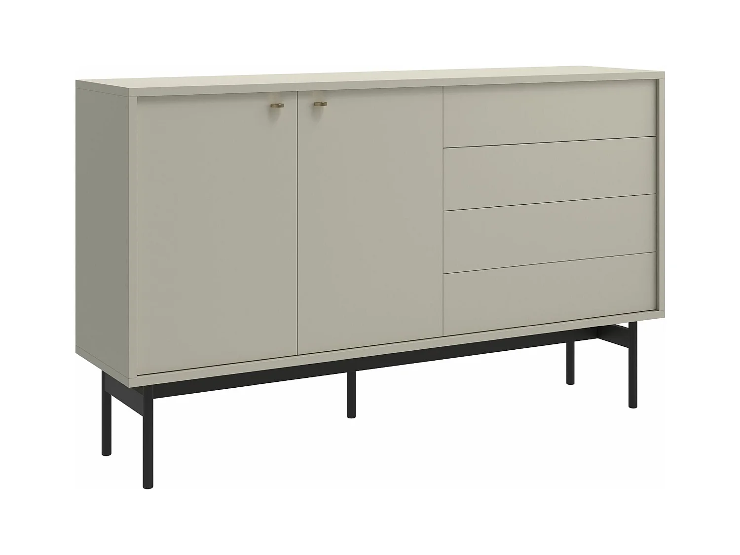 Buffet 2 portes avec 2 tiroirs - 154cm - grège - OLAR