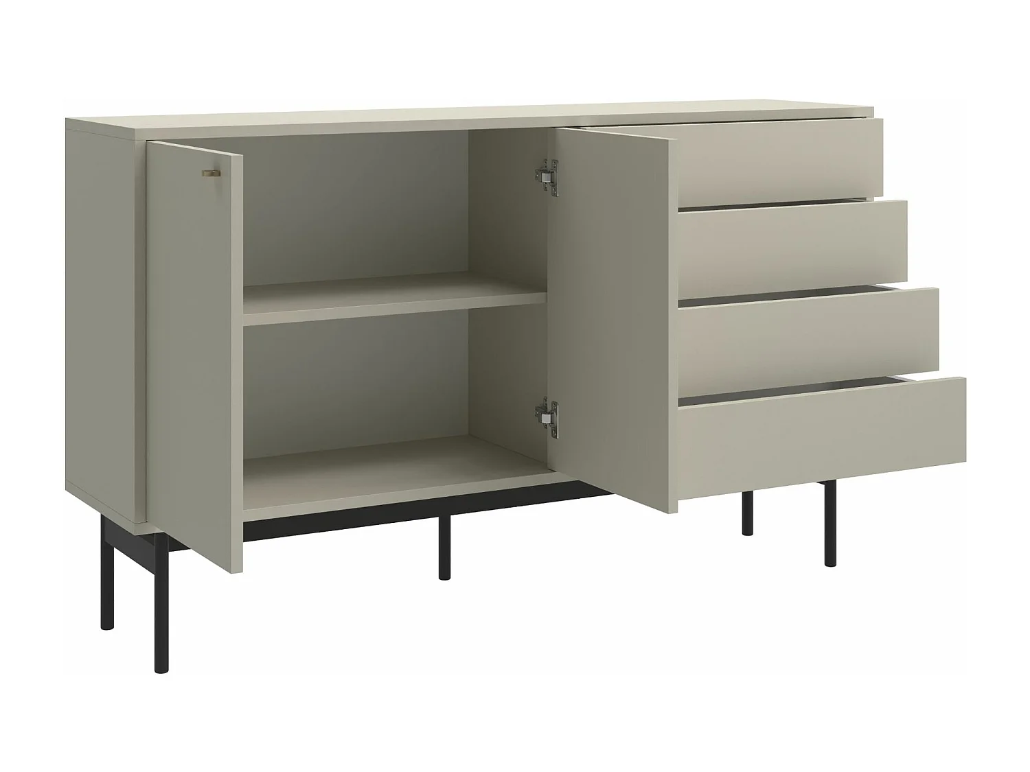 Buffet 2 portes avec 2 tiroirs - 154cm - grège - OLAR
