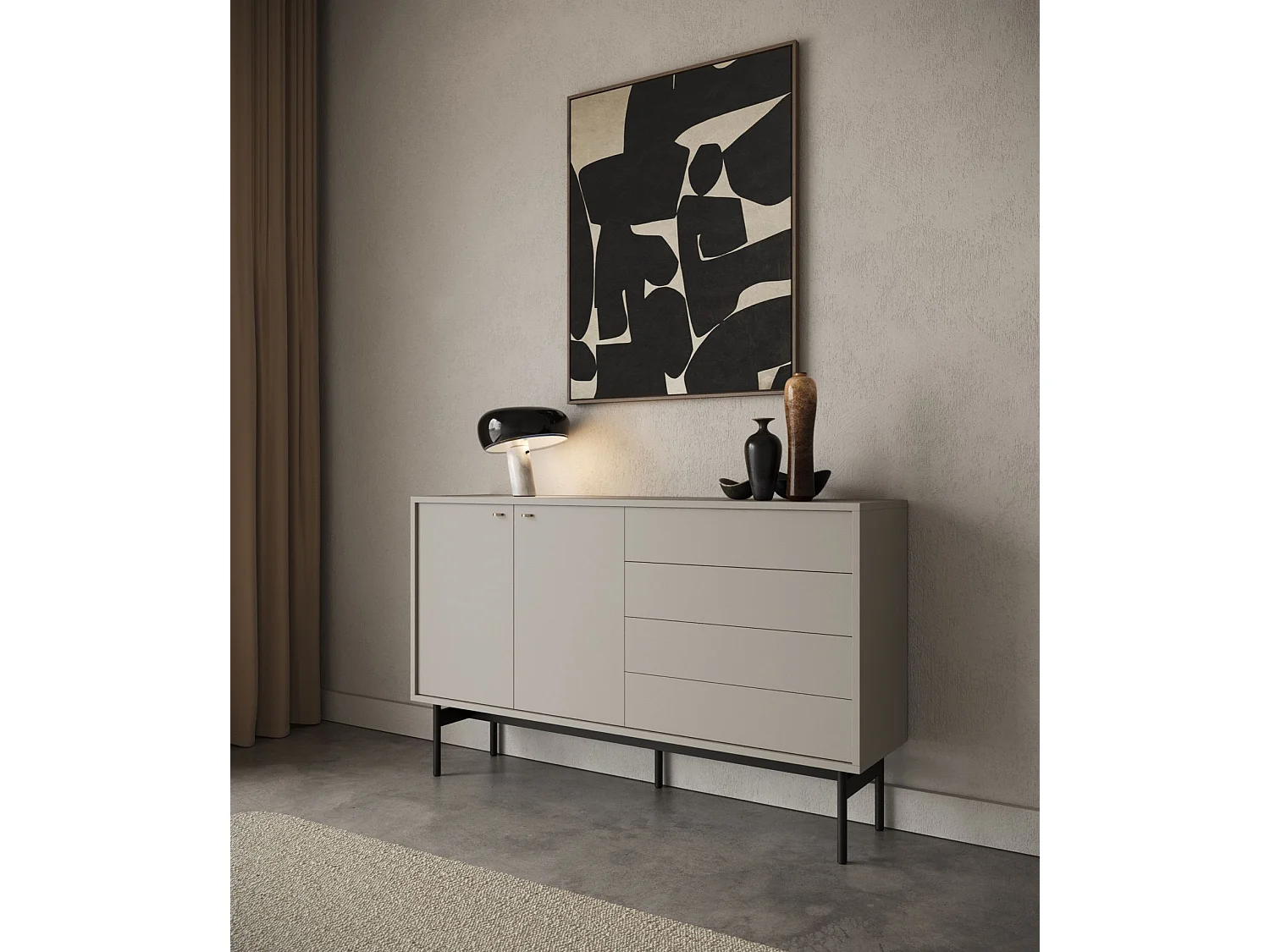 Sideboard mit 4 Schubladen - Greige - 154 cm - OLAR