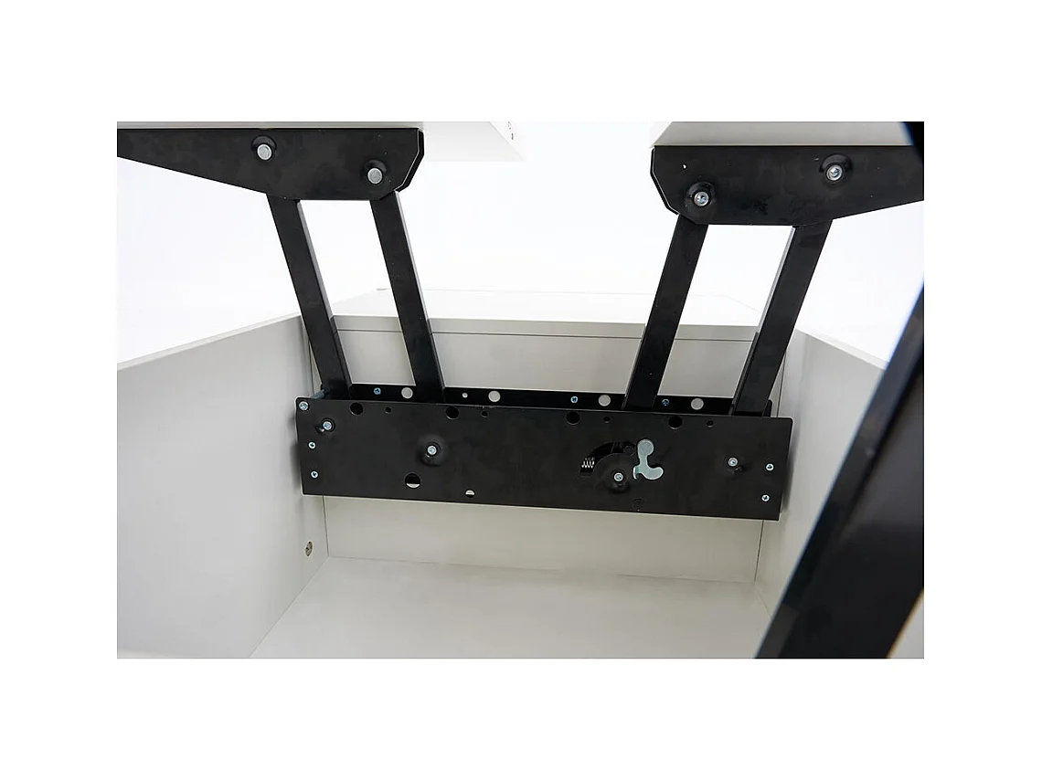 Table basse avec mécanisme de levage moderne double espace de rangement caché blanc