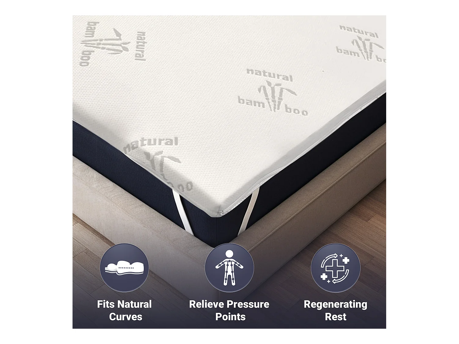 Topper de Látex Natural 170x200 | Bambú transpirable, desenfundable